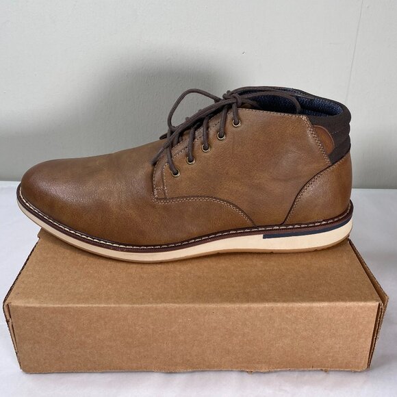 London Underground Faux Leather Chukka Dress Shoes Men's 14 Brown - Picture 9 of 16